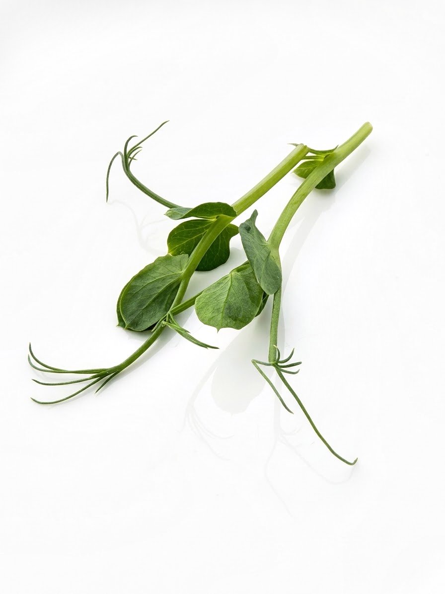 Brotes de arveja con zarcillos y hojas verde claro