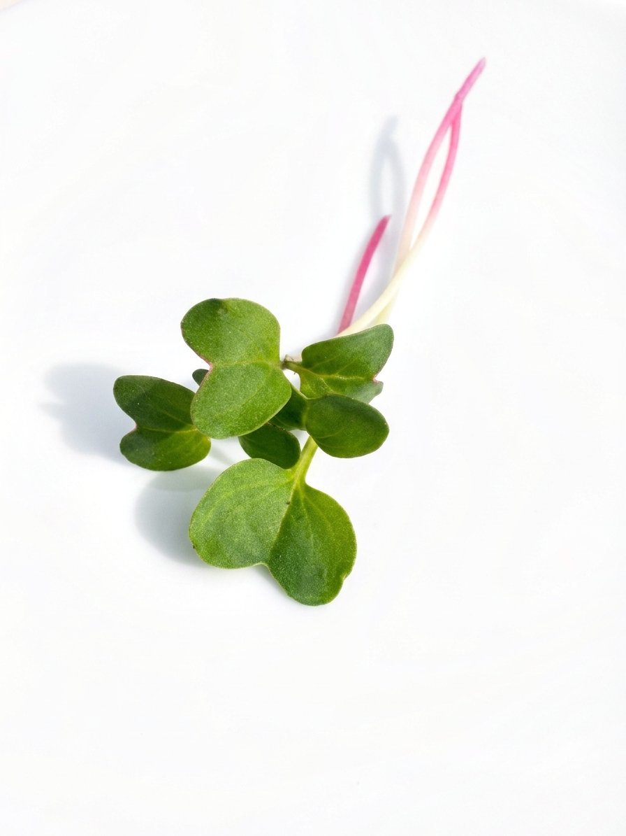 Microverduras de rabanito Sparkler, tallos blanco y rosa con hojas verdes